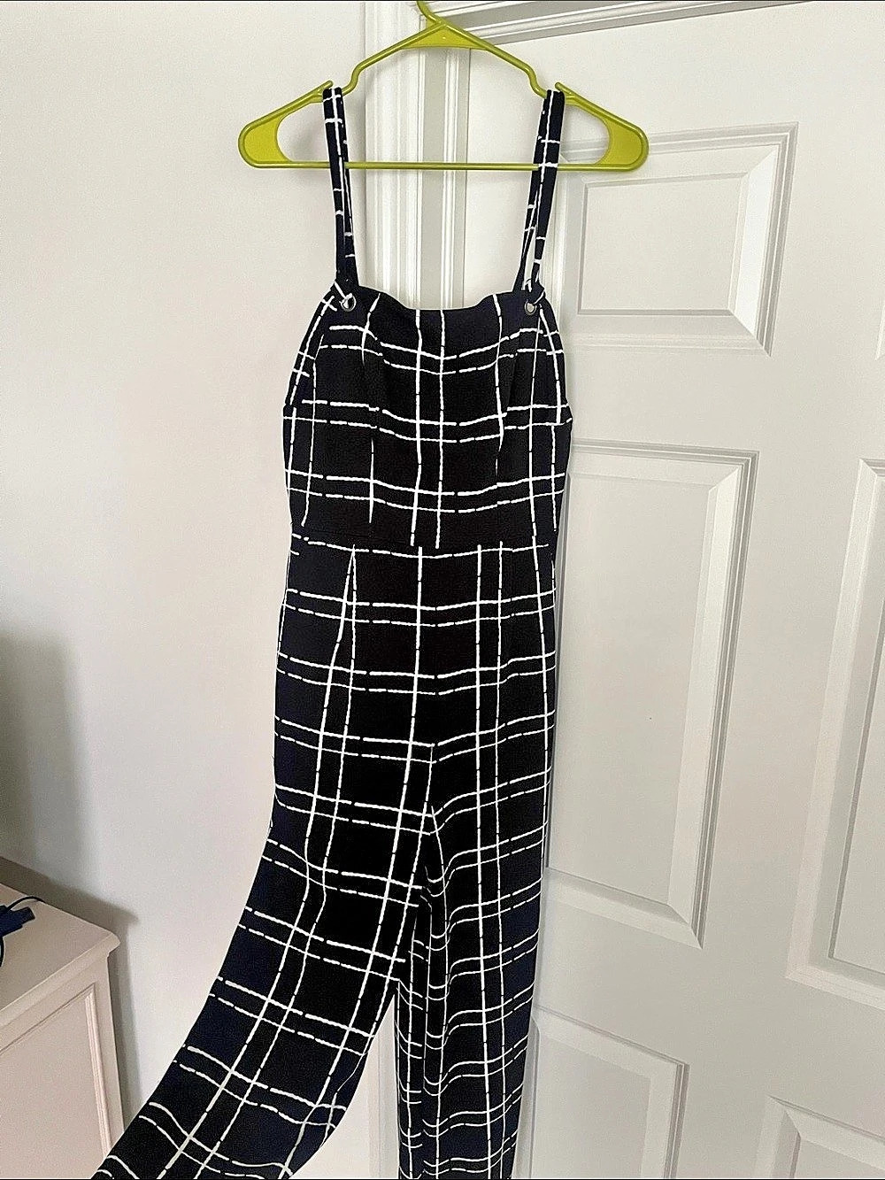 Checkered Wide-Leg Jumpsuit in Black & White